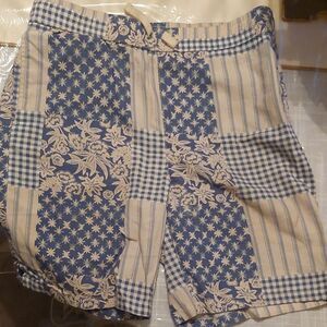 Blue and Cream Patchwork Shorts